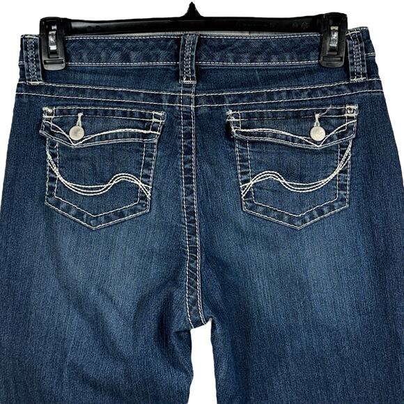 Lee SZ 12 Medium Slender Secret Jean Capris Mid-Rise Stretch Zip-Fly Pocket Blue - Picture 6 of 10